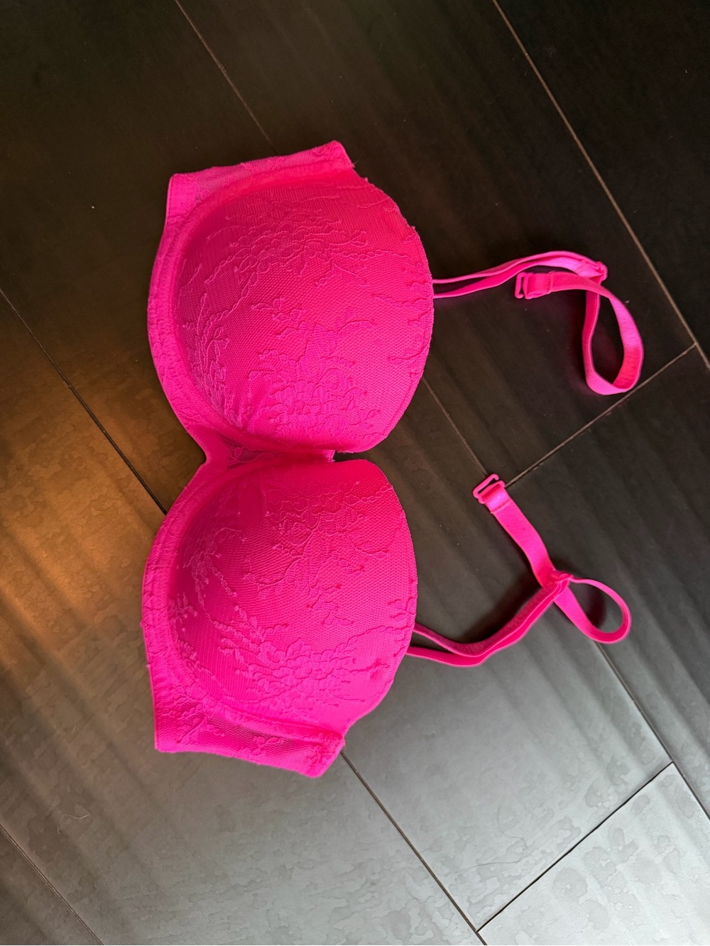 H&M Hot Pink Lace T-Shirt Bra strapless or convertible Euc size 36D
